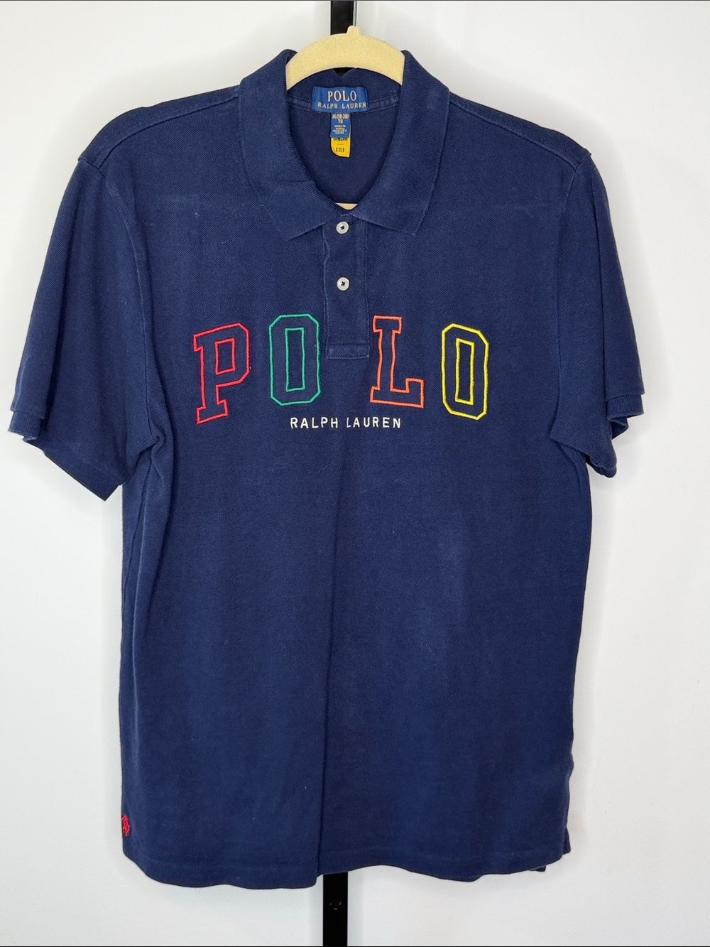Polo by Ralph Lauren Navy Short-Sleeve Polo with Multicolor Lettering